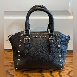 Immaculate black studded Michael Kors leather hand bag.